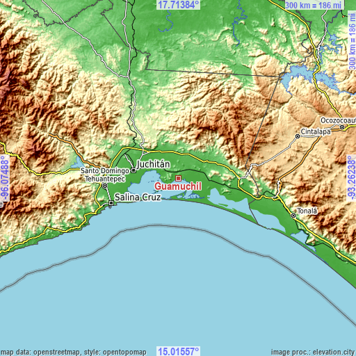 Topographic map of Guamúchil