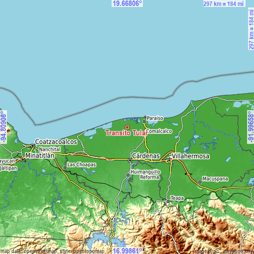 Topographic map of Transito Tular