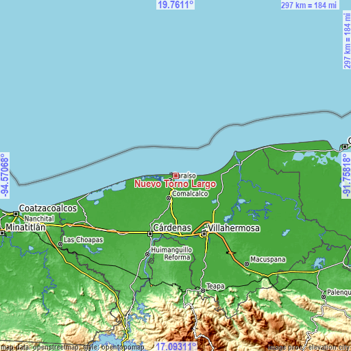 Topographic map of Nuevo Torno Largo