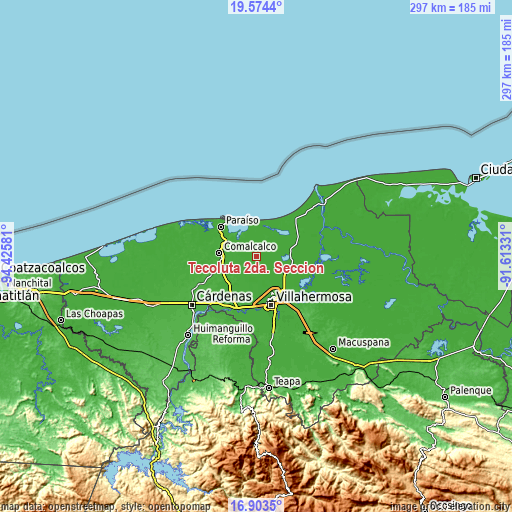 Topographic map of Tecoluta 2da. Sección