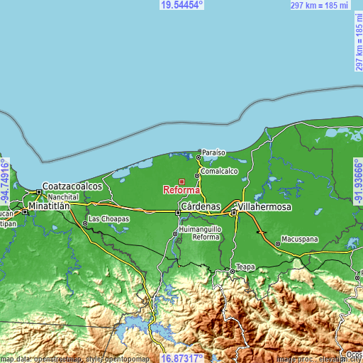Topographic map of Reforma