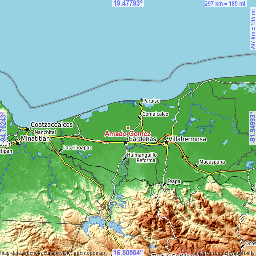 Topographic map of Amado Gómez