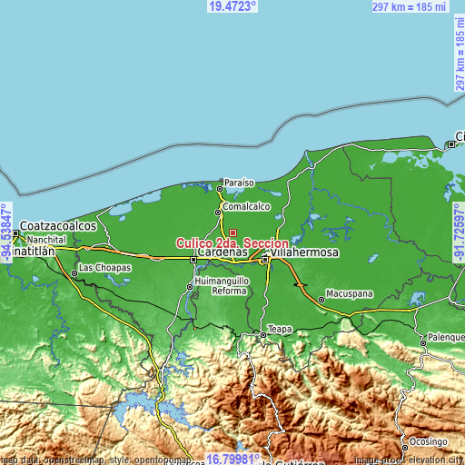 Topographic map of Cúlico 2da. Sección