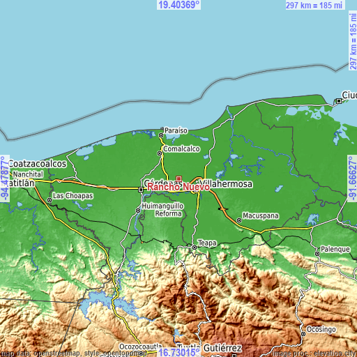 Topographic map of Rancho Nuevo