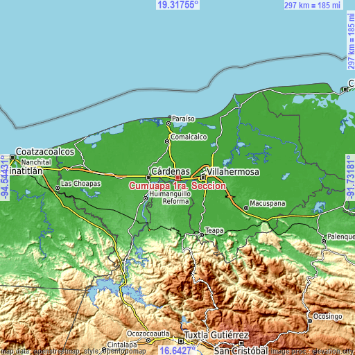 Topographic map of Cumuapa 1ra. Sección