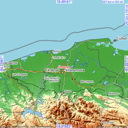 Topographic map of Jiménez