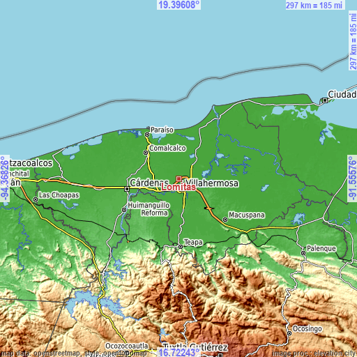 Topographic map of Lomitas