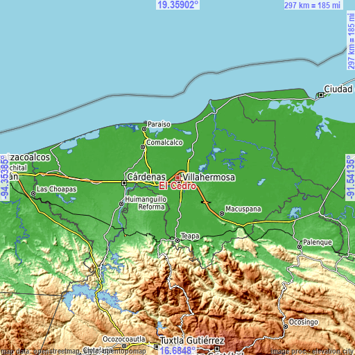 Topographic map of El Cedro