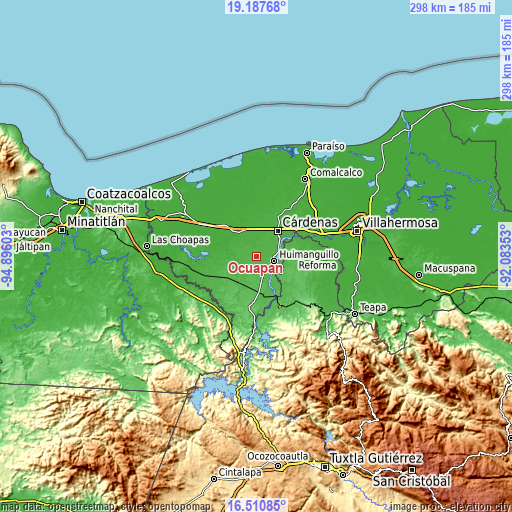 Topographic map of Ocuapan