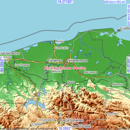 Topographic map of Río Viejo Primera Sección