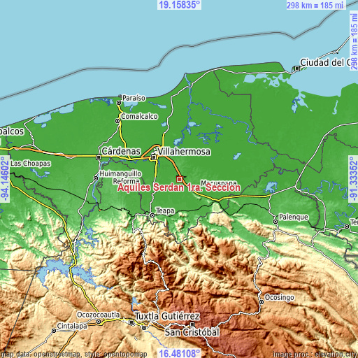 Topographic map of Aquiles Serdán 1ra. Sección