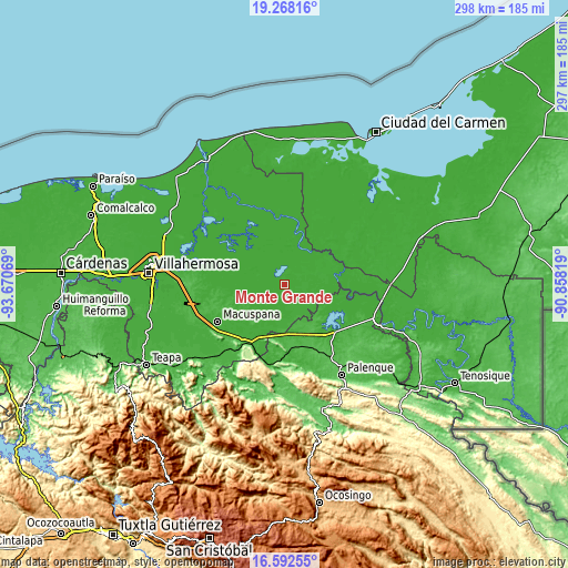 Topographic map of Monte Grande