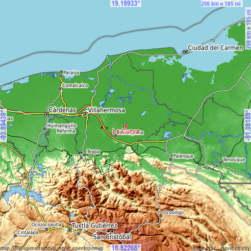 Topographic map of La Curva