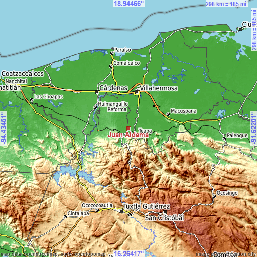 Topographic map of Juan Aldama