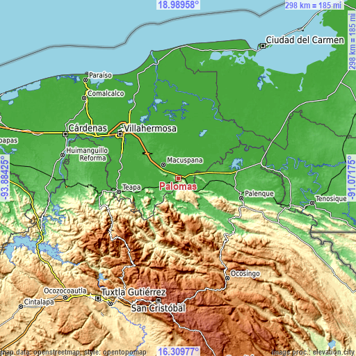 Topographic map of Palomas