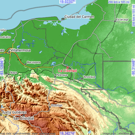 Topographic map of La Libertad