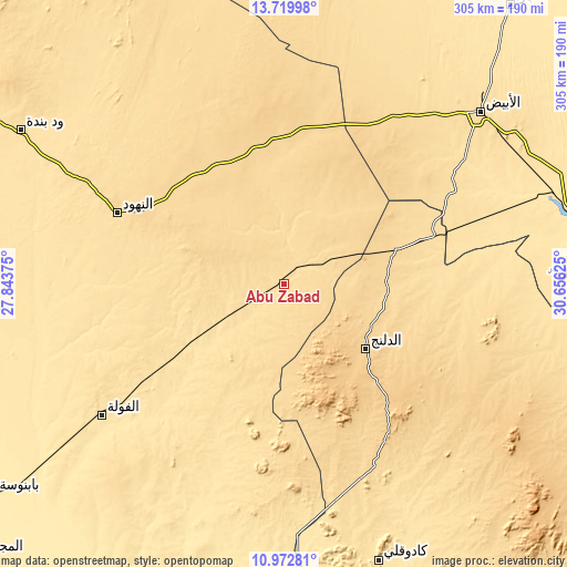 Topographic map of Abū Zabad