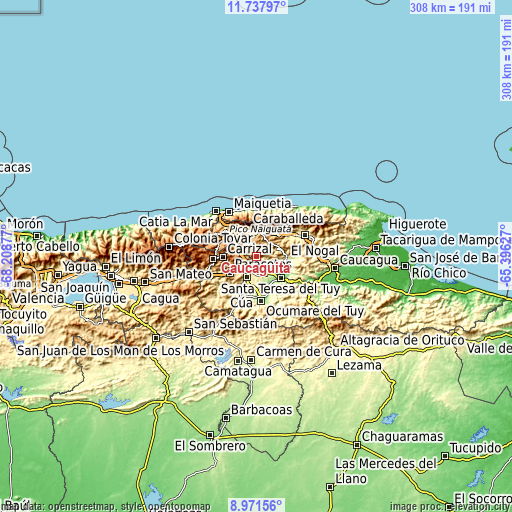 Topographic map of Caucaguita