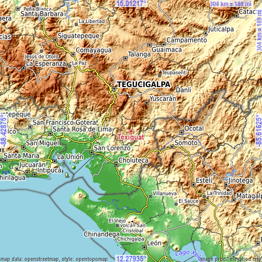 Topographic map of Texíguat