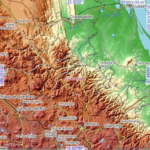 Topographic map of Cuazahuatl