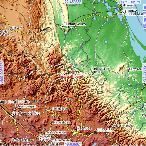 Topographic map of Zacualtipanito