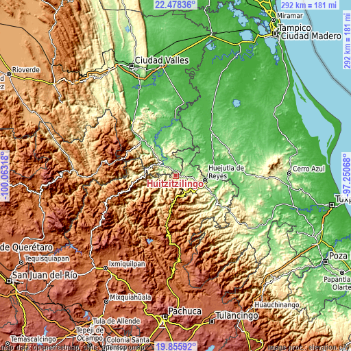 Topographic map of Huitzitzilingo