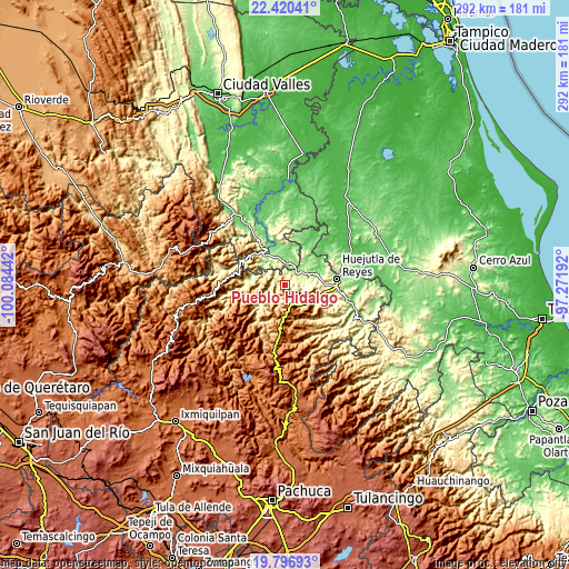 Topographic map of Pueblo Hidalgo