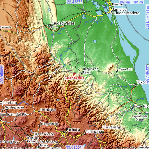 Topographic map of Cuapaxtitla