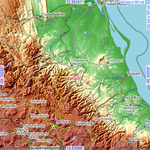 Topographic map of Pahactla