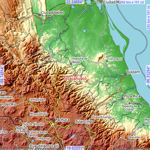 Topographic map of Tecacahuaco