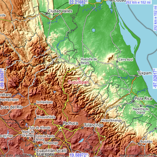 Topographic map of Zoquitipán