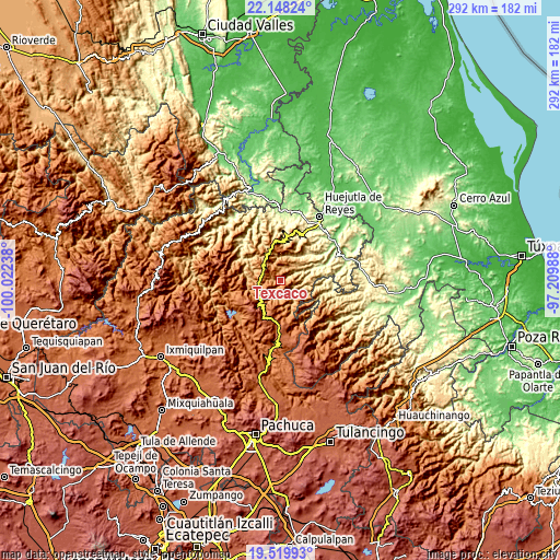 Topographic map of Texcaco