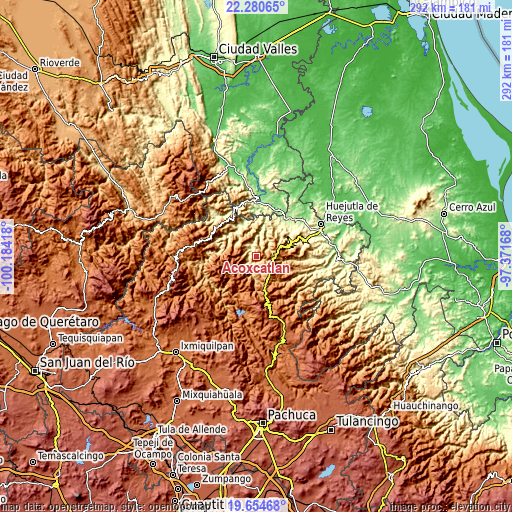 Topographic map of Acoxcatlán