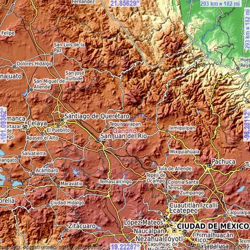 Topographic map of Gandhó