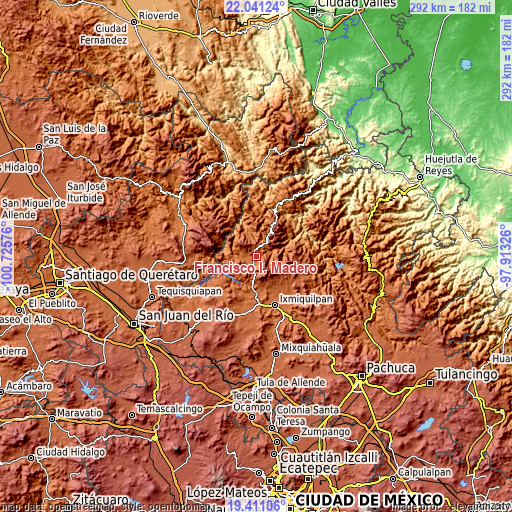 Topographic map of Francisco I. Madero