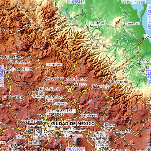 Topographic map of Los Sabinos