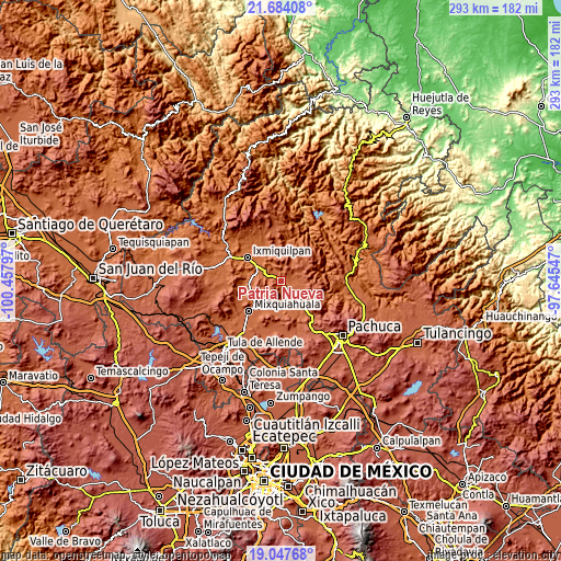 Topographic map of Patria Nueva