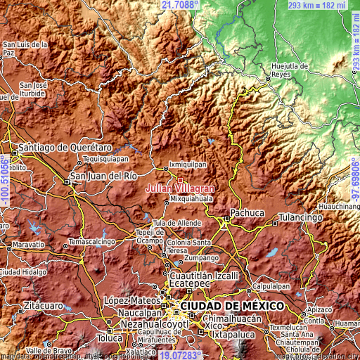 Topographic map of Julián Villagrán