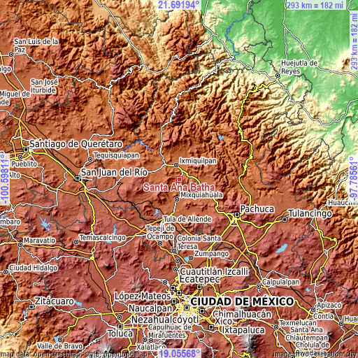 Topographic map of Santa Ana Batha