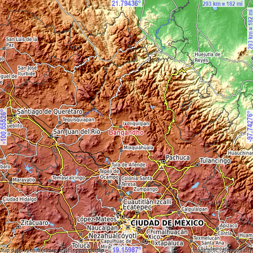 Topographic map of Bangandhó