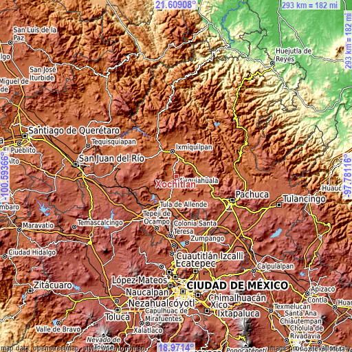 Topographic map of Xochitlán