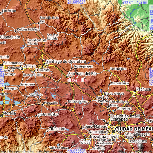 Topographic map of Tlaxcalilla