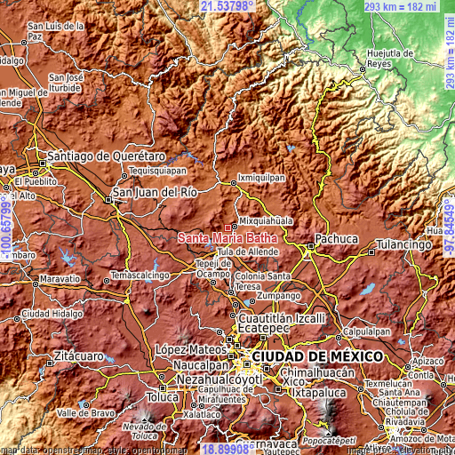 Topographic map of Santa María Batha