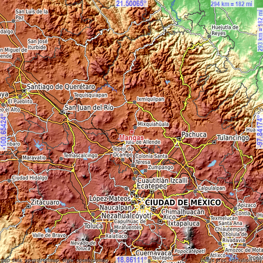 Topographic map of Mangas