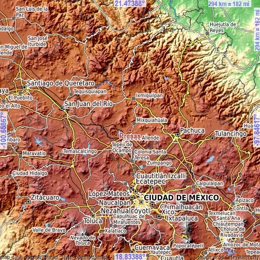 Topographic map of Presas