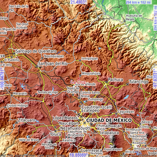 Topographic map of La Cruz