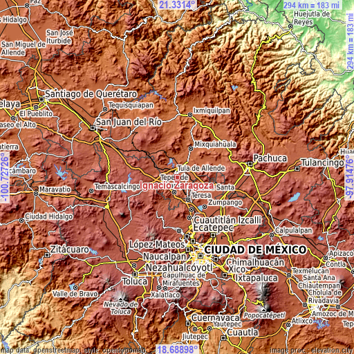 Topographic map of Ignacio Zaragoza