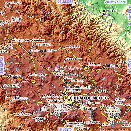 Topographic map of Munitepec de Madero