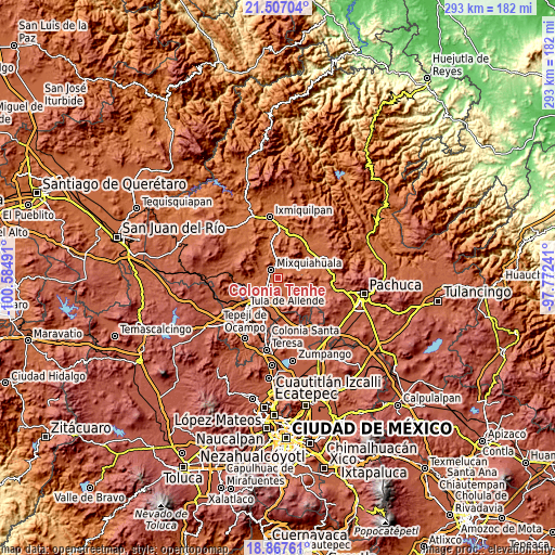 Topographic map of Colonia Teñhe