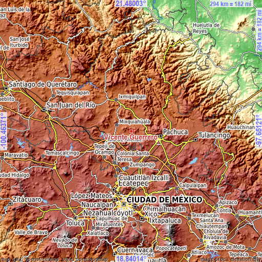 Topographic map of Vicente Guerrero